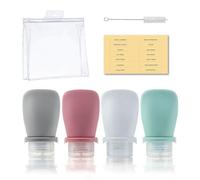 Silicone Travel Bottles Set for Toiletries, Leak Proof Refillable Squeezable Containers Travel Containers 60ml（2oz） for Shampoo Conditioner Lotion Liquids Travel Containers with Storage Bag Tag