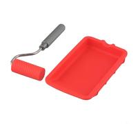 Silicone Tray and Roller Brush Set with Anti-Slip Base and Ergonomic Handle for Home Renovation and Wall Painting, Red