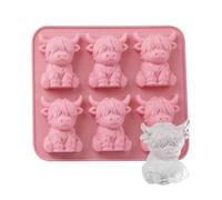 Silicone Tray - Highland Cattle Mold | 61 G Animal Shape Ice, Flexible Six Cavity Freezing Beverage Tool, Cartoon Cow Decorative Party Drink Maker System with Cocktail Wine Juice