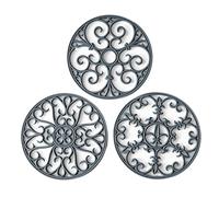Silicone Trivet Mat - Hot Pot Holder Hot Pads for Table & Countertop - Teapot Trivet Kitchen Trivets - Non-Slip & Heat Resistant Modern Kitchen Hot Pads for Pots & Hot Dish Grey Trivet Set of 3