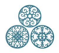 Silicone Trivet Mat - Non-Slip & Heat Resistant Kitchen Hot Pads for Countertops & Table - Kitchen Trivets for Hot Dishes & Cookware - Hot Pot Holder for Pots & Pans - Teal,Set of 3