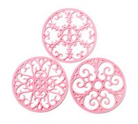Silicone Trivet Mat - Non-Slip & Heat Resistant Kitchen Pads for Countertops & Table - Trivets for Hot Dishes & Cookware - Pot Holder for Pots & Pans - Pink, Set of 3