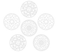 Silicone Trivet Mat-Trivets for Hot Dishes, Table, Countertop, Non-Slip Heat Resistant Modern Kitchen Trivets,Teapot Trivet-Flexible Trivet Round, Multi-Use Intricately Carved Coasters of 6 White