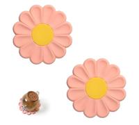 Silicone Trivet Mats 2-Pack Daisy Premium Heat-Resistant Pot Holders Non-Slip Floral Placemats Food Grade Silicone & BPA Free(8.66 inches-Pink)
