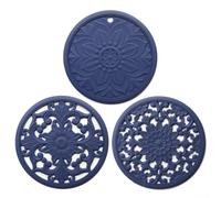 Silicone Trivet Mats, 3 Pcs Heat Resistant Pot Holders Pot for PADS Hot for PADS Coaster Kitchen Table Mat for Kitchen Countertops & Table(Blue)