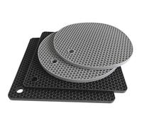 Silicone Trivet Mats, Multi-Purpose Silicone Pot Mat for Countertop Trivets for Hot Pots and Pans 2 pcs Black
