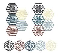 Silicone Trivet Non-Slip Pot Holder Coasters Hexagon Table Mats Heat Resistant Cup Mat for Kitchen Table Bowl Dishes 15 Pack