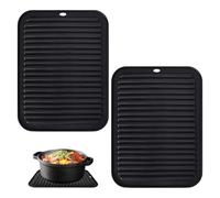 Silicone Trivets,2 Pack Trivets for Kitchen Worktops, Heat Resistant Multi-Purpose None slip Table Place Mats,Silicone Table Mats Large Coasters,for Hot Pots Holder, Pads, Pans, Dishes,Coasters,Black