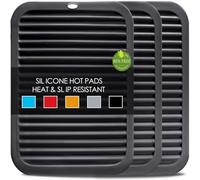 Silicone Trivets for Hot Pots and Pans, 3 Pack Heat Resistant Pot Holders for kitchen Large Silicone Trivet Mat for Hot Dishes, Black Hot Pads for Kitchen Counter, Hot Mats Spoon Rest, 9 * 12 Inches