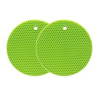 Silicone Trivets Mat Multi-Purpose Drying Trivet Mat Heat Resistant to 464°F, Pot Holder, Waterproof, (Set of 2) Non Slip, Flexible, Durable, Dishwasher Safe (Green)