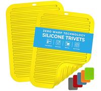 Silicone Trivets & Pot Holders - 2Pack - Zero Warp Technology - Heat Resistant - Non-Slip - Flexible - Durable Kitchen Drying Mat Set (Yellow, 30cm, Rectangle)