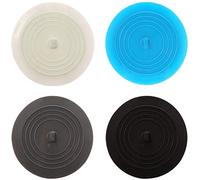 Silicone Tub Stopper, 4pcs Drain Stopper Sinks Drain Plug 6 Inches Drain Sink Plug Cover for Kitchen Bathroom and Laundry(Gray)