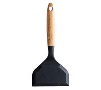 Silicone Turner Spatula- Flexible Silicone Spatula, Wooden Handle Non Scratch, Heat Resistant Cooking Tool with Cooking Helper | Dishwasher Safe Spatulafor Steak Egg Meat Pie Pancake Baking Frying U