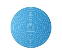 Silicone Turntable Mat with Dual-Scale Engravings and Non-Slip for Stable Cake Positioning and Measurement (Blue)