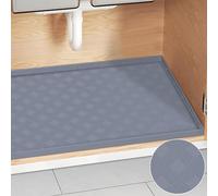 Silicone Under Sink Liner Tray - Waterproof Mat 34" x 22" for Kitchen Sink Protection (Light Gray)