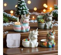 Silicone Unicorn Tealight Candle Holder Resin Epoxy Mold, Scented Candle Jar, Trinket Container Storage Tray Molds, Succulent Plant Pot Table Ornament Casting Mould Home Wedding Party Decor