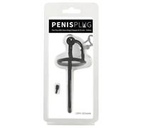 Silicone Urethral Plug with Glans Ring (0.6mm) - Black