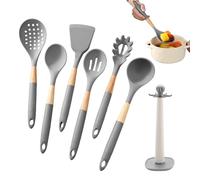 Silicone Utensil Set,7-Piece Heat-Resistant Long Handle - Kitchen Spoons Soup Ladle Spatula Set | for Nonstick Cookware Pots Pans Baking Mixing Home Restaurant Camping