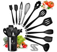 Silicone Utensil Set Kitchen Utensils - 11pcs Cooking Utensils Set with Holder Kitchenware Turner Spatula Cooking Tong Spoon Non-Stick Heat Resistant