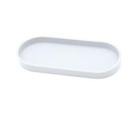 Silicone Vanity Tray Non-Slip Bathroom Counter Organiser for Soap Dispenser & Cosmetics - Shatterproof Storage Plate 25x11x2cm(White)