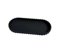 Silicone Vanity Tray Organizer for Bathroom, Bedroom, Kitchen, Non-Slip Waterproof Design, Perfume and Jewelry Storage (Black Lace Edge)