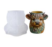 Silicone Vase Mold, Cow Shape Container, Plant Mold with Farm Animal Design, Craft Accessory for Resin Use, DIY Supplies, Form for Epoxy Cement Plaster Beginners Professionals Home Class School