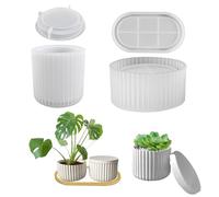 Silicone Vase Mold, Planter Kit, Epoxy Resin Casting Mold with Lid Cover, Concrete Planter Form for DIY Craft Making, Moldd with Flexible Design, Planterr Moldd for Home Decor