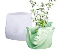 Silicone Vase Mould, 3D Human Face Art Pot Mould For Home Decoration, Easy Release Molding Tool For Making Concrete, Clay, Candle, Soap, Wax, Resin Storage Holder, 3.86 x 3.35 x 3.35 Inches