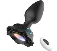 Silicone Vibrating Butt Plug Light Up Anal Plug Toy with 10 Vibration Modes, G Spot Vibrating Stimulator for Men Women Prostate Massager with Colorful Lighting