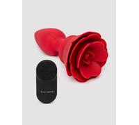 Silicone Vibrating Red Rose Butt Plug with Remote Control - Red Red