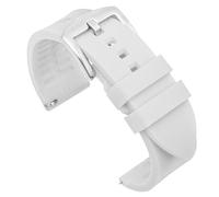 Silicone Watch Band 18mm 20mm 22mm Rubber Bracelet Universal Quick Release Replacement Strap Sports Soft(White-Silver Buckle,22mm)