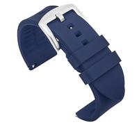 Silicone Watch Band 18mm 20mm 22mm Rubber Bracelet Universal Quick Release Replacement Strap Sports Soft(Blue-Silver Buckle,22mm)