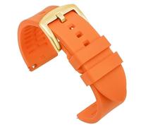 Silicone Watch Band 18mm 20mm 22mm Rubber Bracelet Universal Quick Release Replacement Strap Sports Soft(Orange-Gold Buckle,22mm)