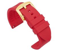 Silicone Watch Band 18mm 20mm 22mm Rubber Bracelet Universal Quick Release Replacement Strap Sports Soft(Red-Gold Buckle,18mm)
