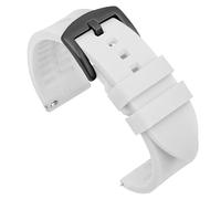 Silicone Watch Band 18mm 20mm 22mm Rubber Bracelet Universal Quick Release Replacement Strap Sports Soft(White-Black Buckle,18mm)