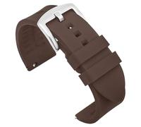 Silicone Watch Band 19mm 20mm 21mm 22mm 24mm Sports Strap Replacement Watchband(Brown-silver buckle,22mm)