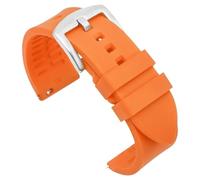 Silicone Watch Band 19mm 20mm 21mm 22mm 24mm Sports Strap Replacement Watchband(Orange-silver buckle,24mm)