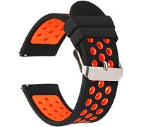 Silicone Watch Band for Samsung Gear S2 Classic R732 R735, 20mm Universal Quick Release Sport Watch Wrist Strap Replacement Band for Huawei Watch 2 Sport/ Pebble Time Round (Black-red)