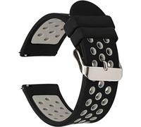 Silicone Watch Band for Samsung Gear S2 Classic SM-R732/R735, 20mm Universal Quick Release Sport Watch Wrist Strap Replacement Band for Huawei Watch 2 Sport/ Pebble Time Round (Black-Grey)