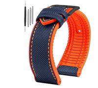 Silicone Watch Strap, Rubber Bracelet Nylon Diving Men's Strap 21mm 22mm 23mm Quick Release Waterproof Soft Replacement Straps With Stainless Steel Buckle Sport Watchbands (B1,20mm)