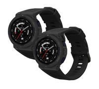kwmobile Straps Compatible with Amazfit Active Edge (A2212) Straps - 2x Replacement Silicone Watch Bands - Smartwatch or Fitness Tracker - Black