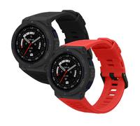 kwmobile Straps Compatible with Amazfit Active Edge (A2212) Straps - 2x Replacement Silicone Watch Bands - Smartwatch or Fitness Tracker - Black/Red