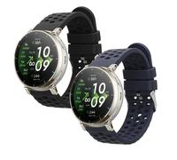 kwmobile Straps for Amazfit Active3 Premium Straps - 2x Replacement Silicone Watch Bands - Smartwatch or Fitness Tracker - Black/Dark Blue