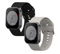 kwmobile Straps for CMF by Nothing Watch Pro (D395) Straps - 2x Replacement Silicone Watch Bands - Smartwatch or Fitness Tracker - Black/Grey