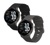 kwmobile 2x Straps for Garmin Venu 4 41mm Watch Strap - Silicone Replacement Watch Strap Set - Replacement Bands Black/Grey
