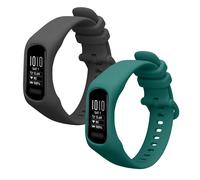kwmobile Straps Compatible with Garmin vivosmart 5 / Smart 5 Straps - 2x Replacement Silicone Watch Bands - Smartwatch or Fitness Tracker - Dark Grey/Green
