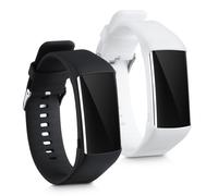kwmobile Straps Compatible with Polar A360 / A370 Straps - 2x Replacement Silicone Watch Bands - Smartwatch or Fitness Tracker - Black/White