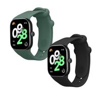 kwmobile Straps Compatible with Xiaomi Redmi Watch 4 / Watch 5 / Watch 5 eSIM Straps - 2x Replacement Silicone Watch Bands - Smartwatch or Fitness Tracker - Black/Dark Green