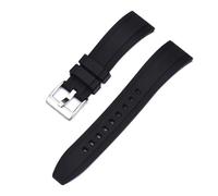 Silicone Watch Straps 20mm 22mm 24mm Quick Release Watchbands(Black silver,24mm)