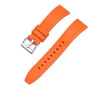 Silicone Watch Straps 20mm 22mm 24mm Quick Release Watchbands(Orange silver,20mm)